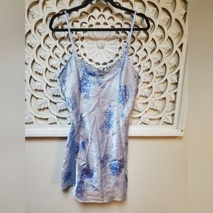 Private Luxuries Satin Blue Floral Camisole Slip Size Large